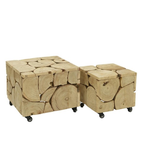 SET 2 TAVOLINI IN LEGNO CON RUOTE